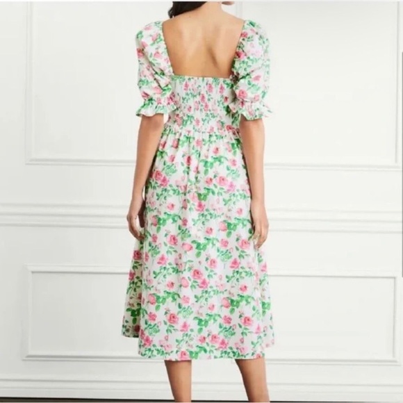 Hill House Midi  Ophelia dress in  Pink Rose Floral with Puff Sleeves size XL - Picture 3 of 8